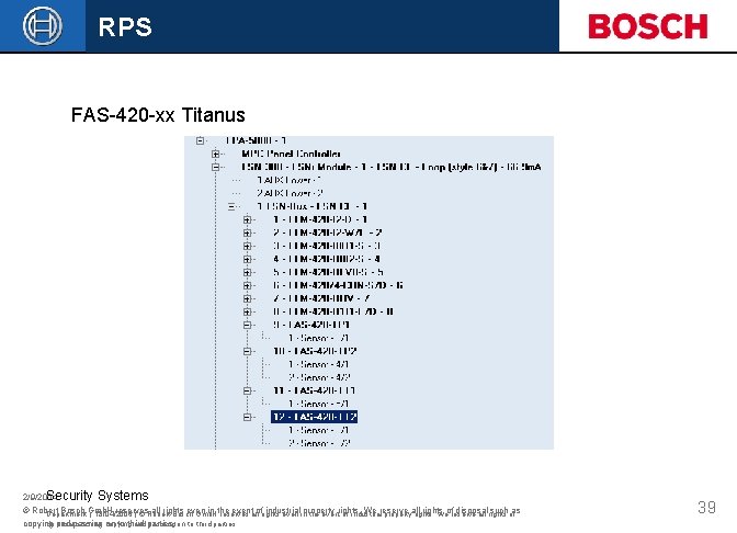 RPS FAS-420 -xx Titanus 2/9/2004 Security Systems © Robert Bosch Gmb. H reserves all