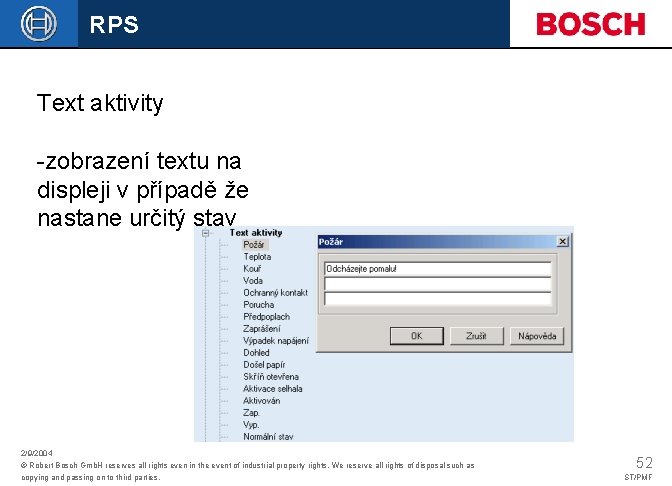RPS Text aktivity -zobrazení textu na displeji v případě že nastane určitý stav 2/9/2004