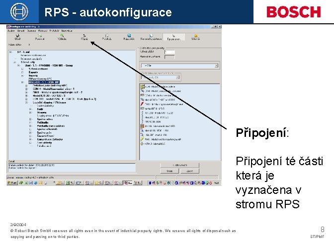 RPS - autokonfigurace Připojení: Připojení té části která je vyznačena v stromu RPS 2/9/2004