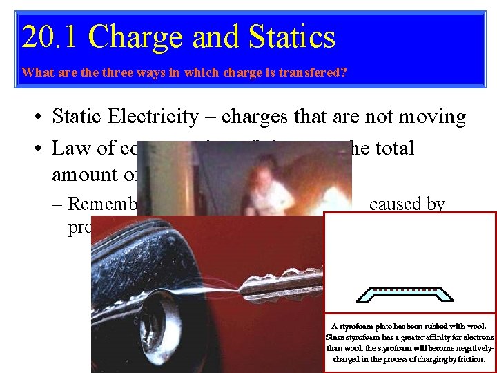 20. 1 Charge and Statics What are three ways in which charge is transfered?