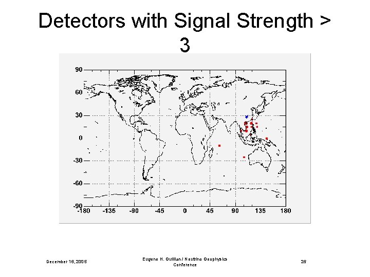 Detectors with Signal Strength > 3 December 16, 2005 Eugene H. Guillian / Neutrino