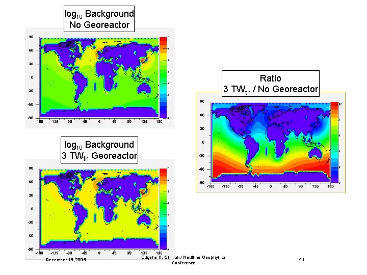 log 10 Background No Georeactor Ratio 3 TWth / No Georeactor log 10 Background