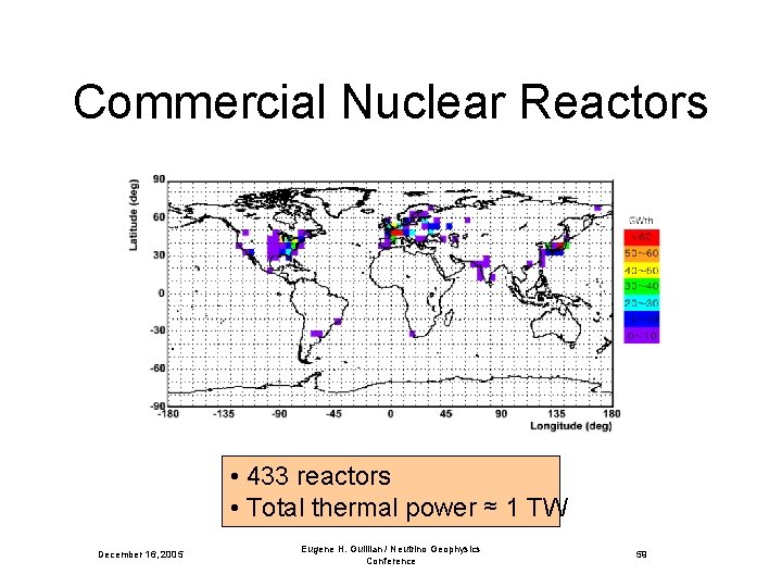 Commercial Nuclear Reactors • 433 reactors • Total thermal power ≈ 1 TW December