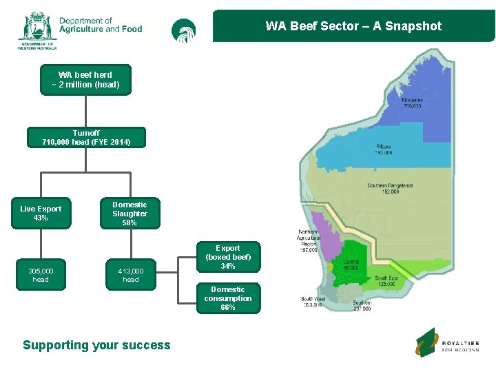 WA Beef Sector – A Snapshot WA beef herd ~ 2 million (head) Turnoff