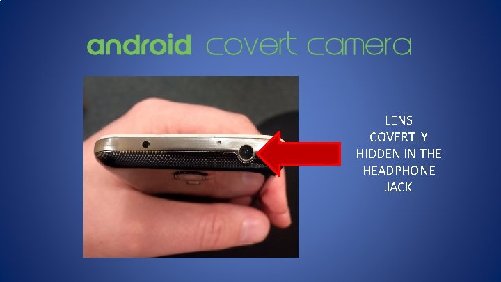 LENS COVERTLY HIDDEN IN THE HEADPHONE JACK 