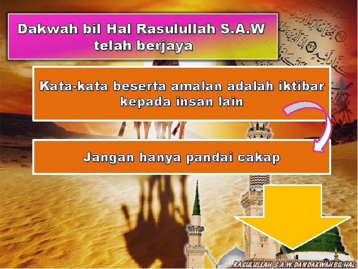 Dakwah bil Hal Rasulullah S. A. W telah berjaya Kata-kata beserta amalan adalah iktibar