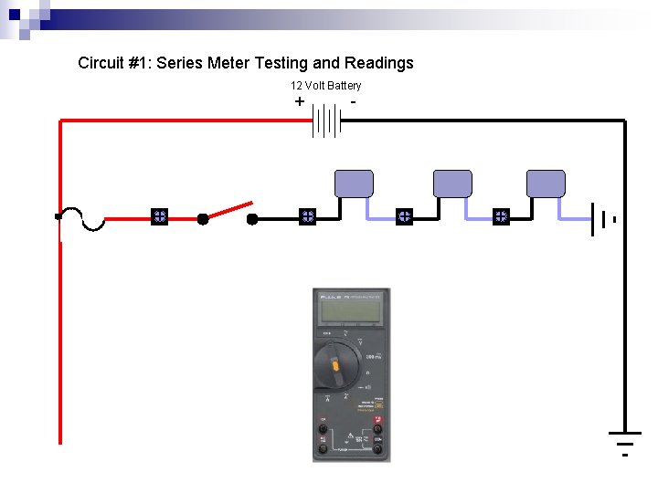 Circuit #1: Series Meter Testing and Readings 12 Volt Battery + + + -