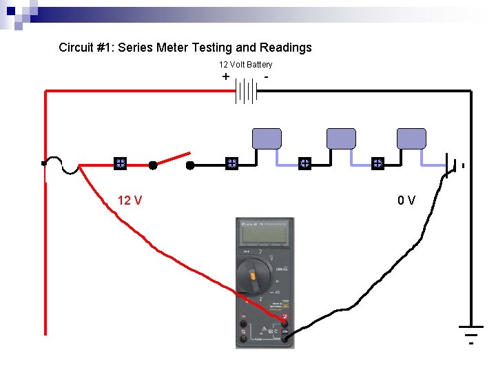 Circuit #1: Series Meter Testing and Readings 12 Volt Battery + + 12 V