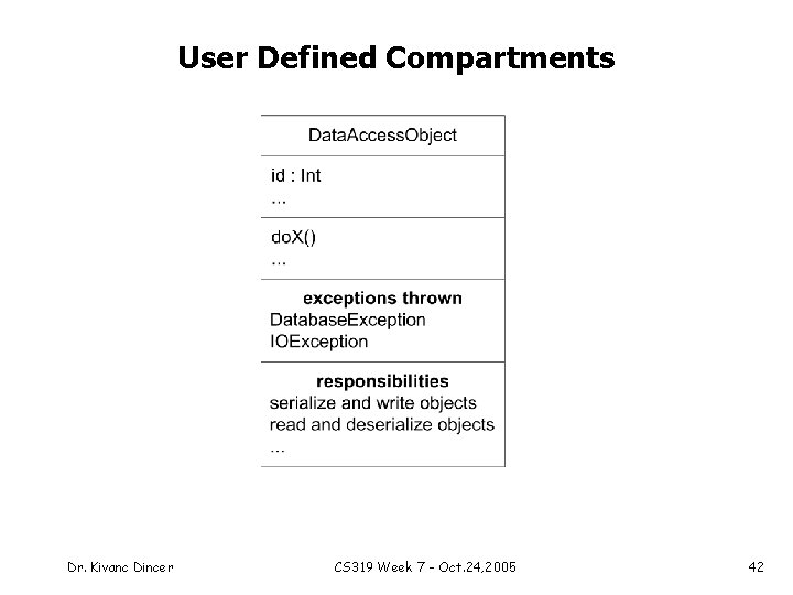 User Defined Compartments Dr. Kivanc Dincer CS 319 Week 7 - Oct. 24, 2005