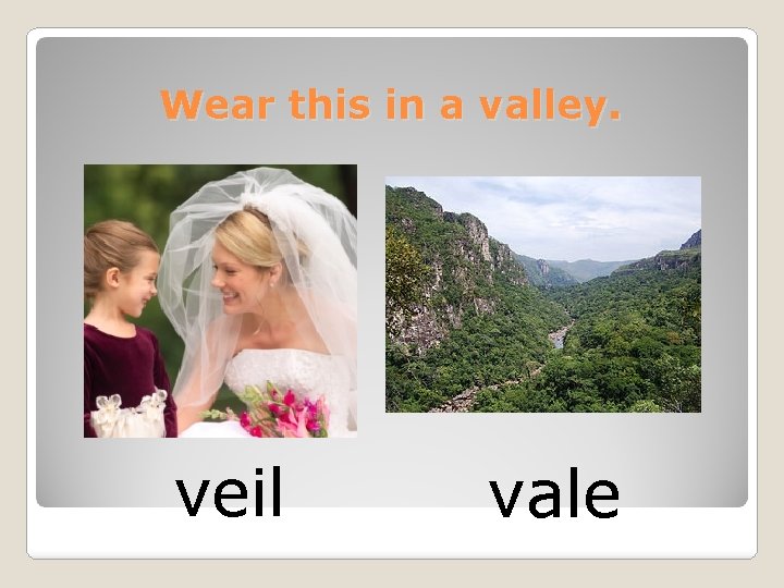 Wear this in a valley. veil vale 