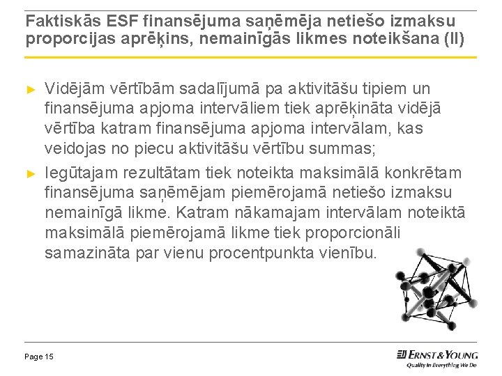 Faktiskās ESF finansējuma saņēmēja netiešo izmaksu proporcijas aprēķins, nemainīgās likmes noteikšana (II) ► ►