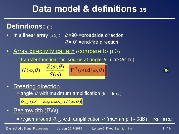 Data model & definitions 3/5 Definitions: (1) • In a linear array (p. 5)