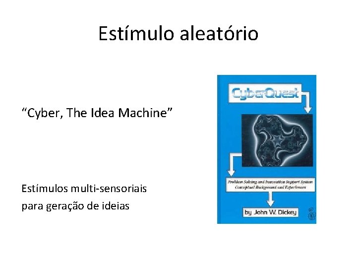 Estímulo aleatório “Cyber, The Idea Machine” Estímulos multi-sensoriais para geração de ideias 