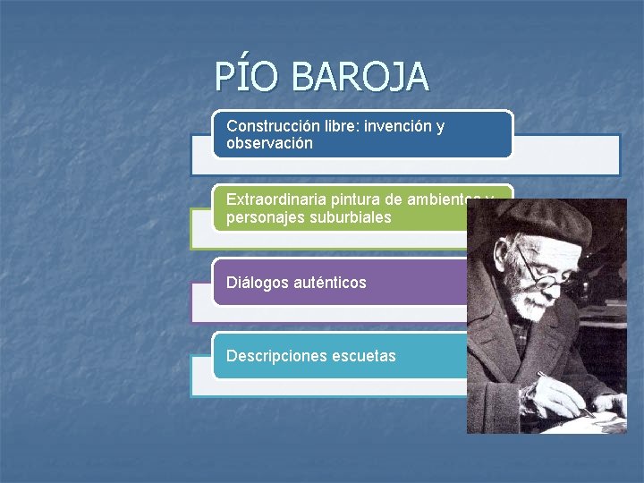 PÍO BAROJA Construcción libre: invención y observación Extraordinaria pintura de ambientes y personajes suburbiales