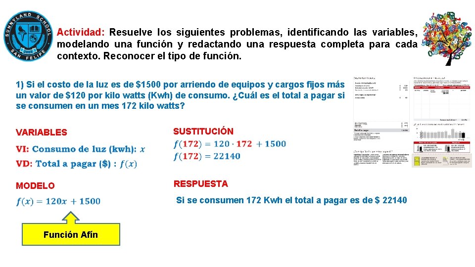 Actividad: Resuelve los siguientes problemas, identificando las variables, modelando una función y redactando una