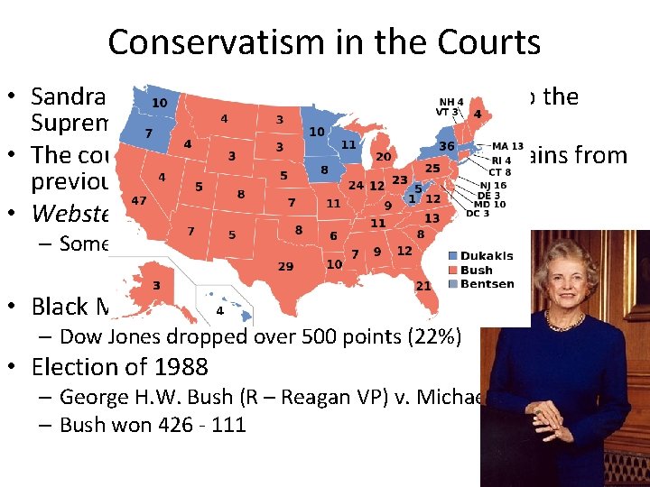 Conservatism in the Courts • Sandra Day O’Connor – first woman named to the