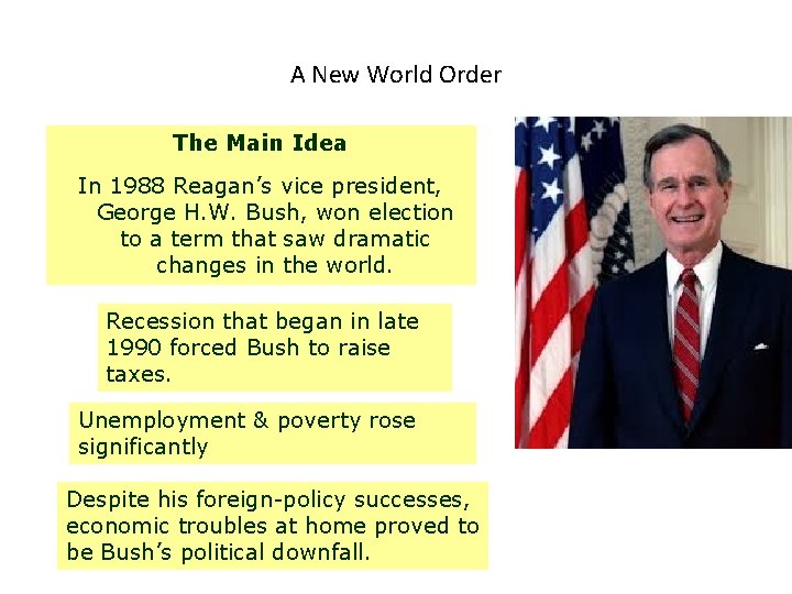 A New World Order The Main Idea In 1988 Reagan’s vice president, George H.