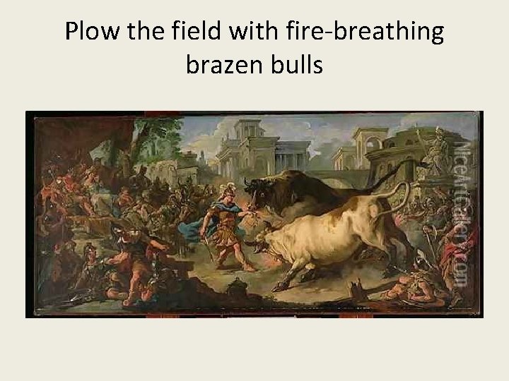 Plow the field with fire-breathing brazen bulls Plow the field with fire-breathing brazen bulls