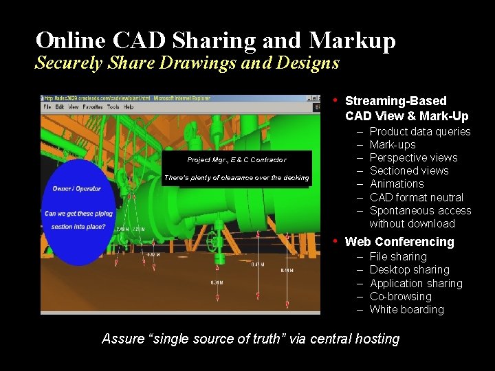 Online CAD Sharing and Markup Securely Share Drawings and Designs • Streaming-Based CAD View