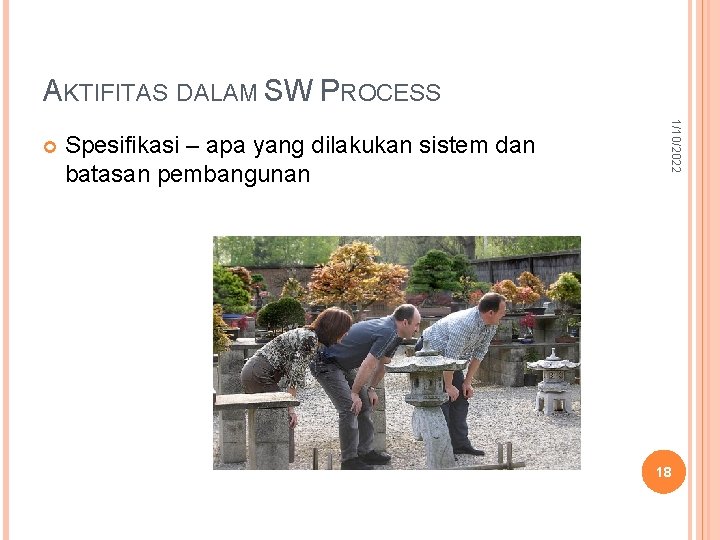 AKTIFITAS DALAM SW PROCESS Spesifikasi – apa yang dilakukan sistem dan batasan pembangunan 1/10/2022