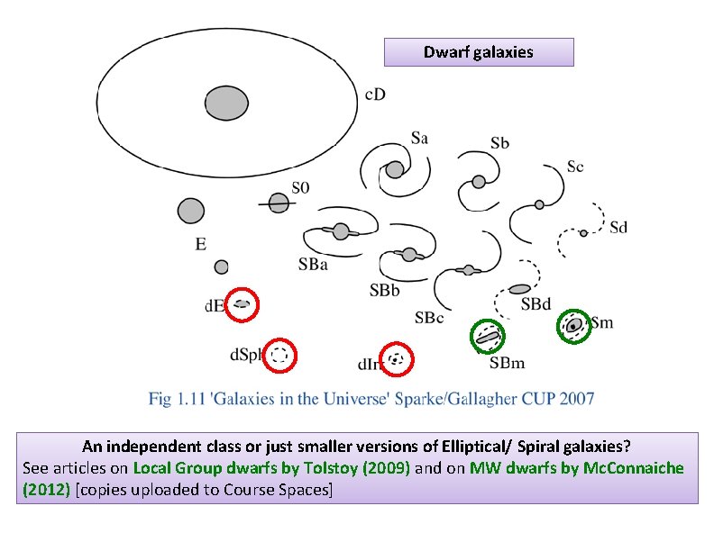 Dwarf galaxies An independent class or just smaller versions of Elliptical/ Spiral galaxies? See Dwarf galaxies An independent class or just smaller versions of Elliptical/ Spiral galaxies? See