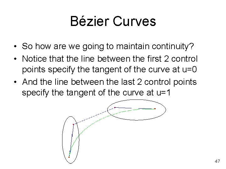 Bézier Curves • So how are we going to maintain continuity? • Notice that
