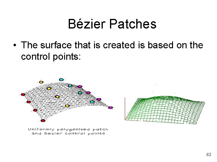 Bézier Patches • The surface that is created is based on the control points: