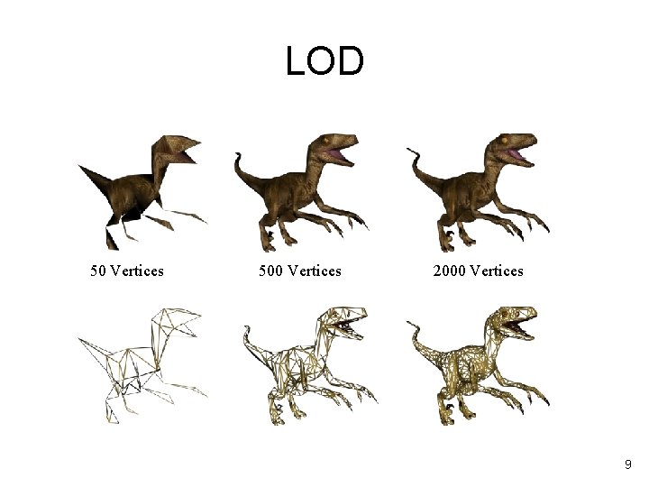 LOD 50 Vertices 500 Vertices 2000 Vertices 9 