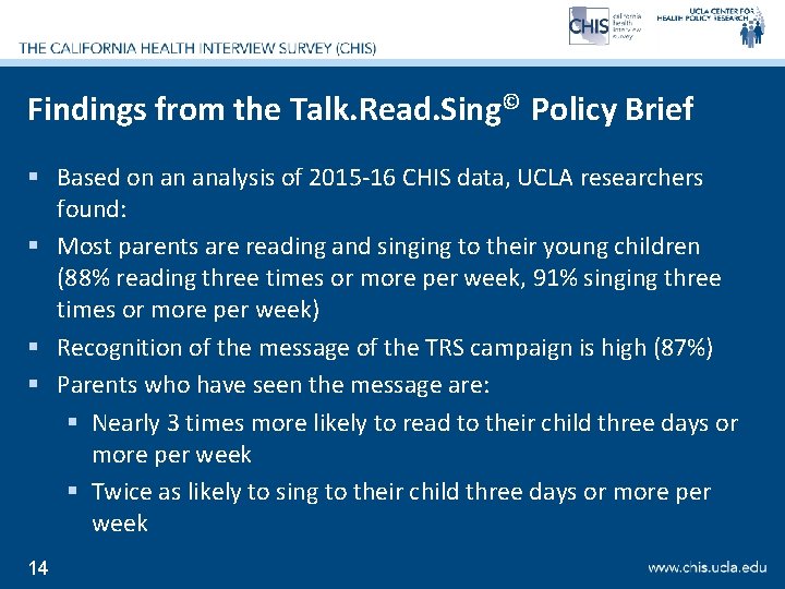 Findings from the Talk. Read. Sing© Policy Brief § Based on an analysis of