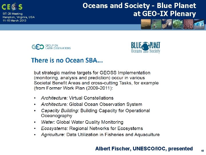 SIT-28 Meeting Hampton, Virginia, USA 11 -15 March 2013 Oceans and Society - Blue