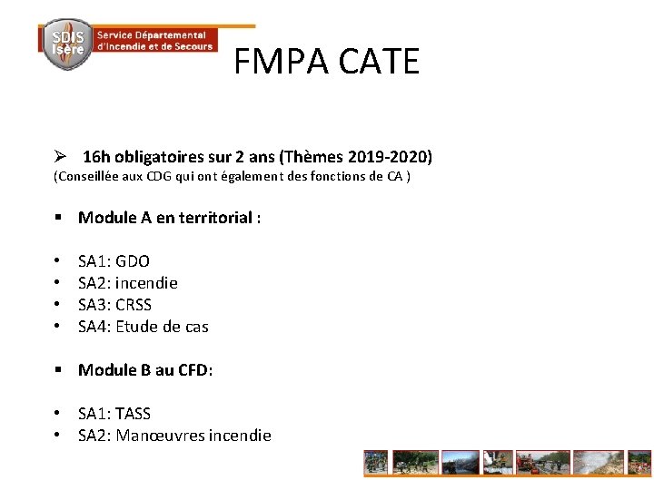 FMPA CATE Ø 16 h obligatoires sur 2 ans (Thèmes 2019 -2020) (Conseillée aux