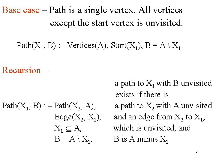 Base case – Path is a single vertex. All vertices except the start vertex