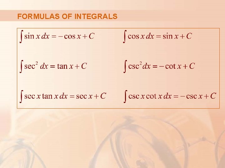 FORMULAS OF INTEGRALS 