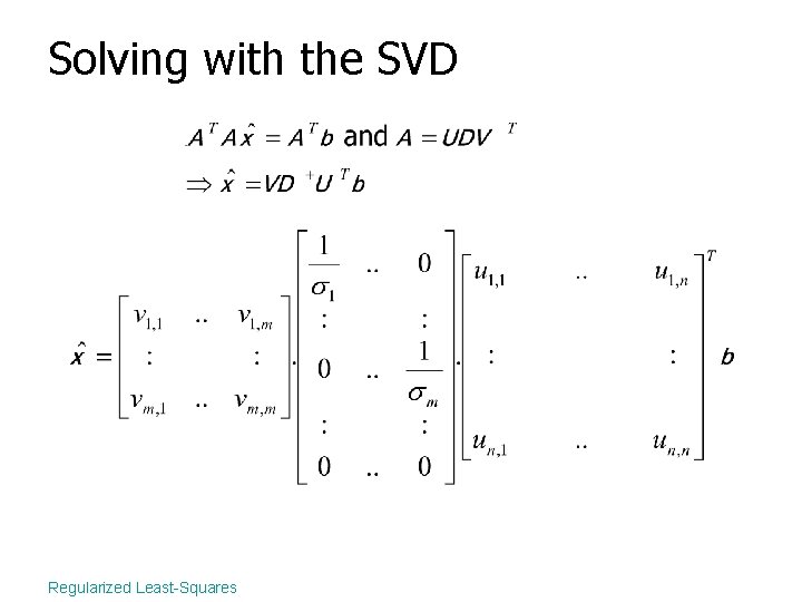 Solving with the SVD Regularized Least-Squares 