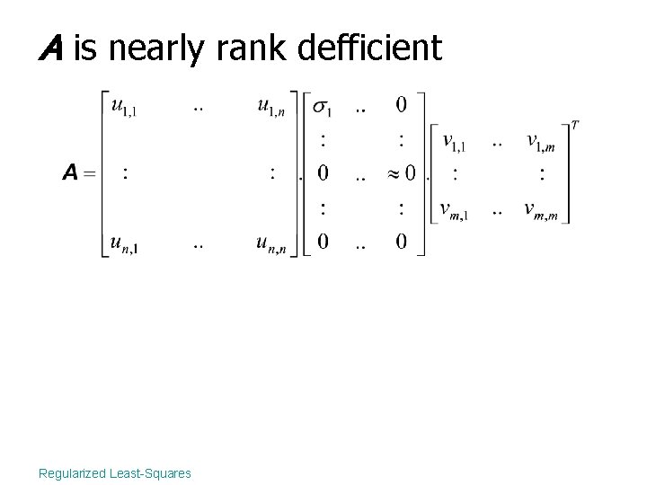 A is nearly rank defficient Regularized Least-Squares 