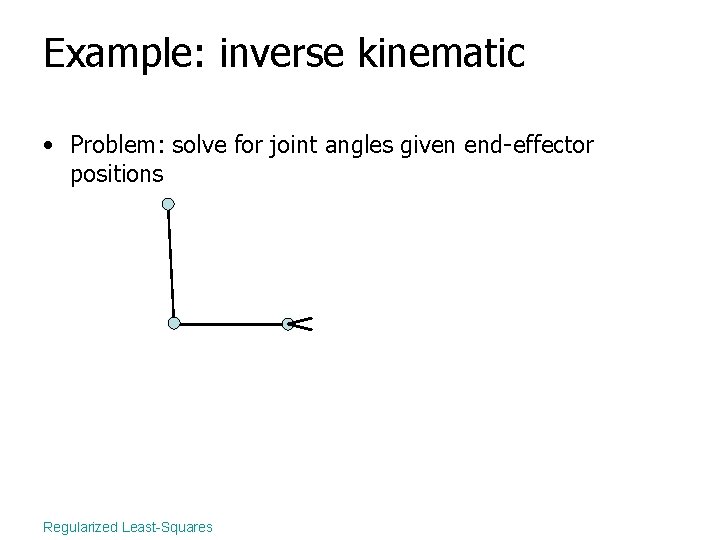 Example: inverse kinematic • Problem: solve for joint angles given end-effector positions Regularized Least-Squares