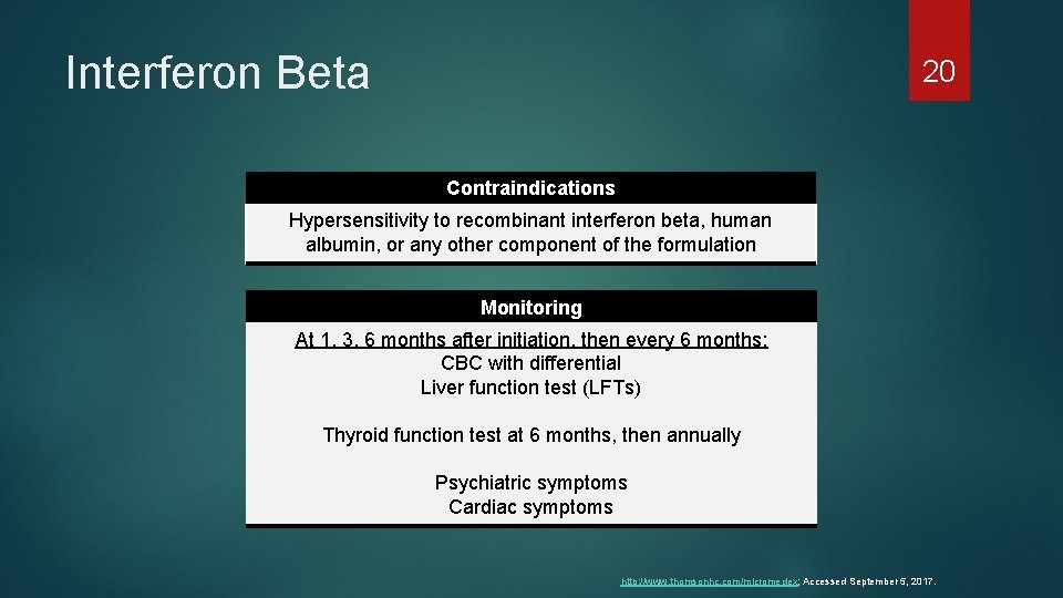 Interferon Beta 20 Contraindications Hypersensitivity to recombinant interferon beta, human albumin, or any other