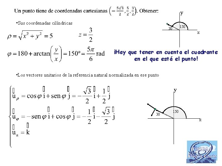 y • Sus coordenadas cilíndricas 150 30 x ¡Hay que tener en cuenta el