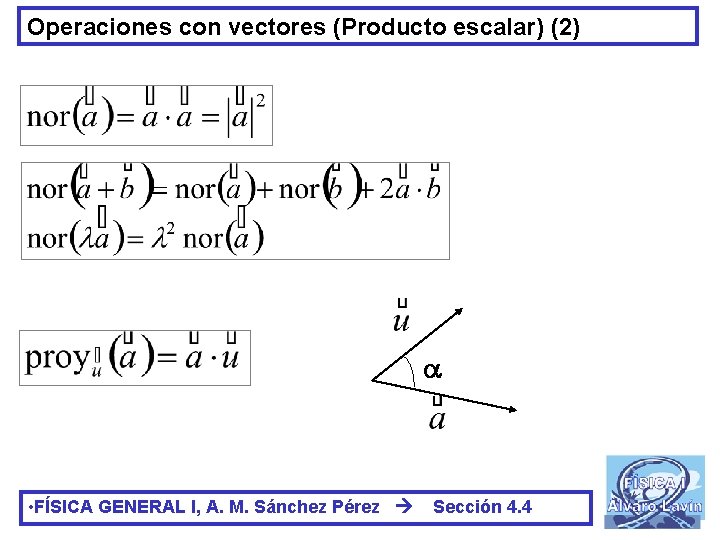 Operaciones con vectores (Producto escalar) (2) • FÍSICA GENERAL I, A. M. Sánchez Pérez
