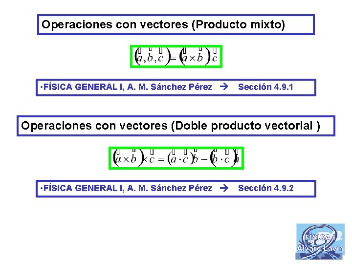 Operaciones con vectores (Producto mixto) • FÍSICA GENERAL I, A. M. Sánchez Pérez Sección