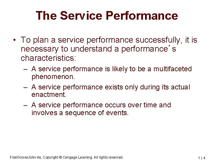 Service Product Performance Chapter 4 Planning and Producing the Service Performance