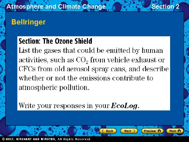 Atmosphere and Climate Change Bellringer Section 2 