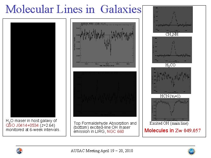 Molecular Lines in Galaxies CH 2 NH H 2 CO HCN (v 2=1) H