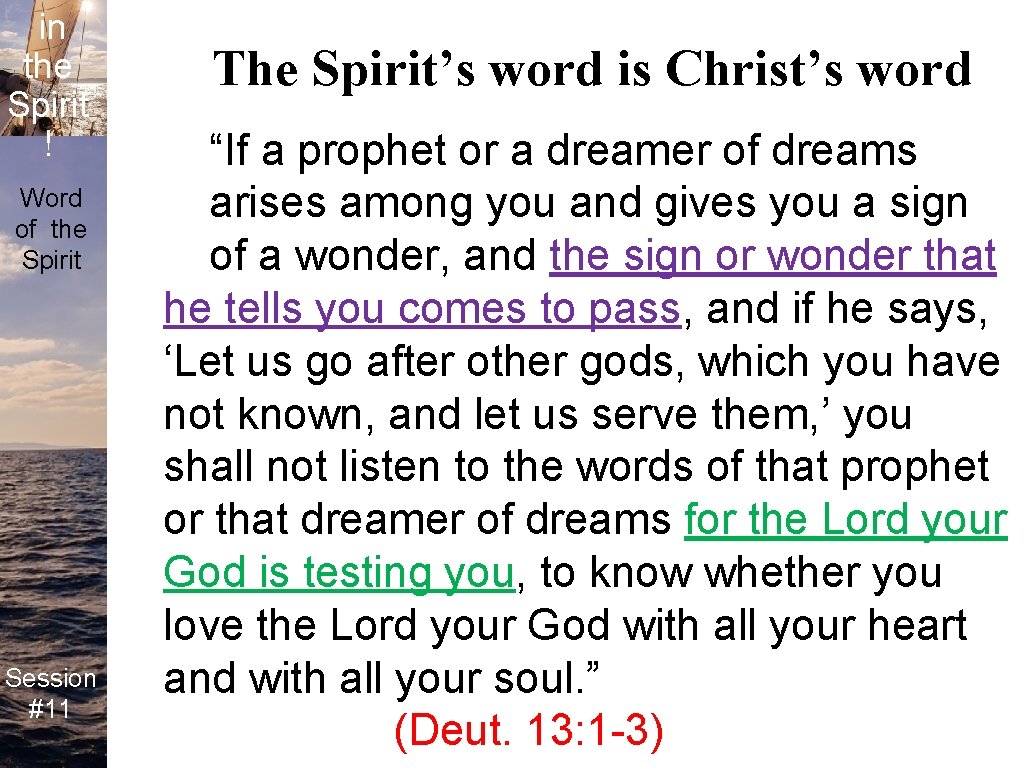 Life in the Spirit ! Word of the Spirit Session #11 The Spirit’s word