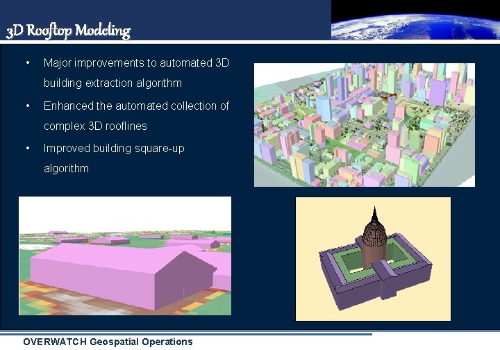 3 D Rooftop Modeling • Major improvements to automated 3 D building extraction algorithm