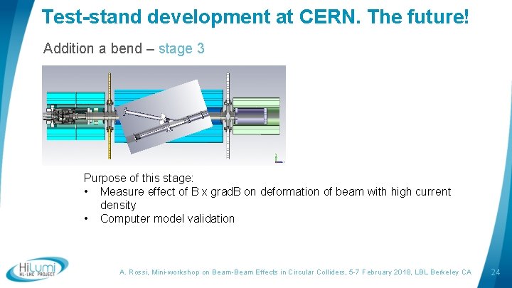 Test-stand development at CERN. The future! Addition a bend – stage 3 Purpose of
