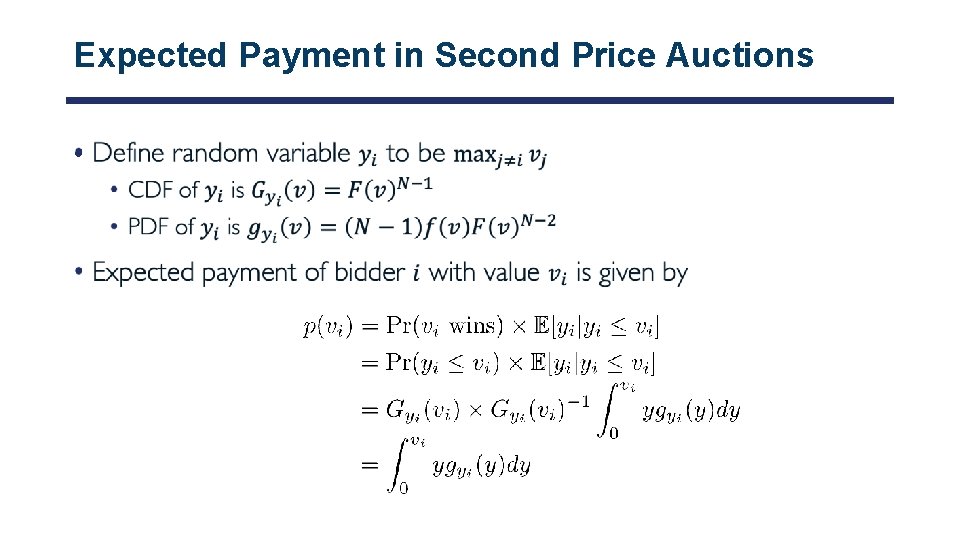 Expected Payment in Second Price Auctions • 