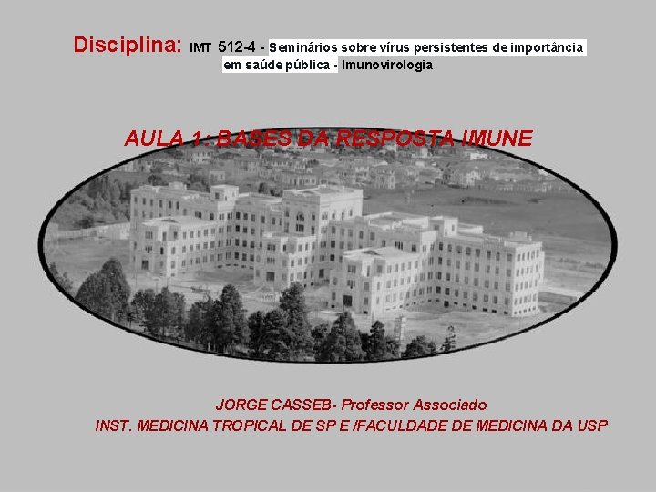 Disciplina: IMT 512 -4 - Seminários sobre vírus persistentes de importância em saúde pública