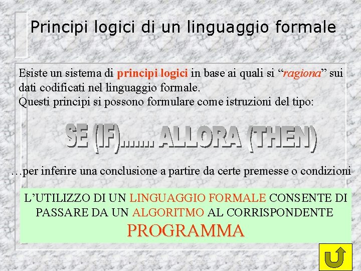 Principi logici di un linguaggio formale Esiste un sistema di principi logici in base