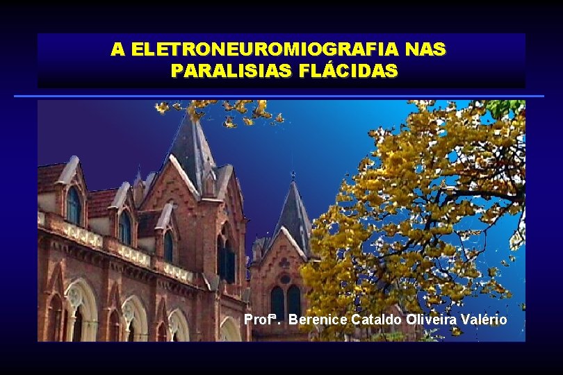 A ELETRONEUROMIOGRAFIA NAS PARALISIAS FLÁCIDAS Profª. Berenice Cataldo Oliveira Valério 